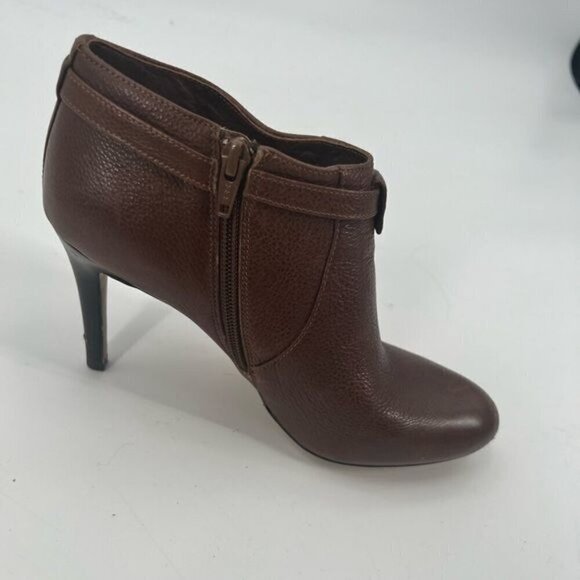 Coach Salene brown leather boots shoes size 7.5 4 inch heels - Picture 2 of 16